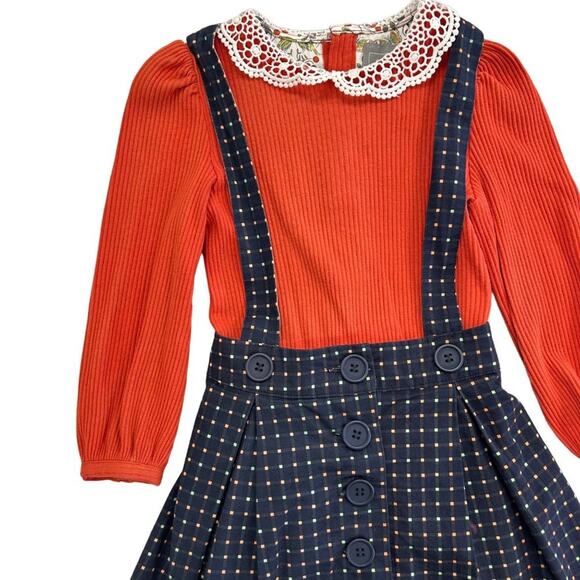 Little Lord & Lady 2 Piece Top Polka Dot Overall Dress Set Girls 3-4 - Picture 2 of 9